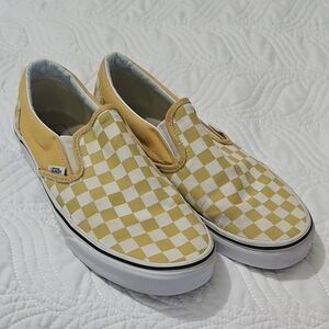 Vans Classic Yellow and White Checkered Slip-Ons